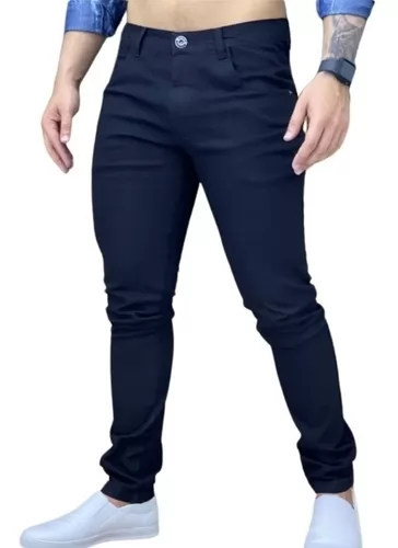 Calça Masculina Com Lycra Jeans Azul Escuro 